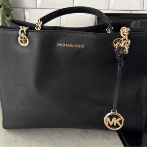 Michael Kors Black Tote with Gold Accents